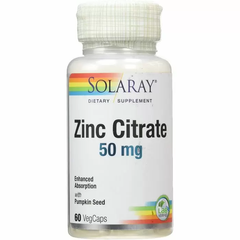 Цинк, Zinc Citrate, Solaray, 50 мг, 60 вегетаріанських капсул