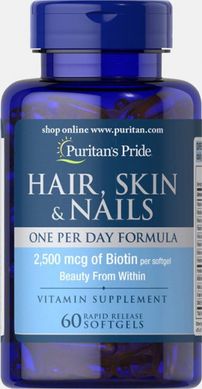 Hair, Skin & Nails One Per Day Formula, 60 Softgels