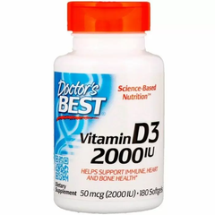 Вітамін Д3, Vitamin D3, Doctor's Best, 2000 МО, 180 капсул