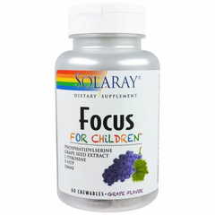 Поддержка развивающегося мозга детей, Focus For Children, Solaray, виноград, 60 жевательных таблеток