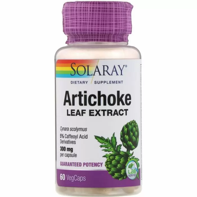 Артишок, экстракт листьев, Artichoke Leaf Extract, Solaray, 300 мг, 60 капсул