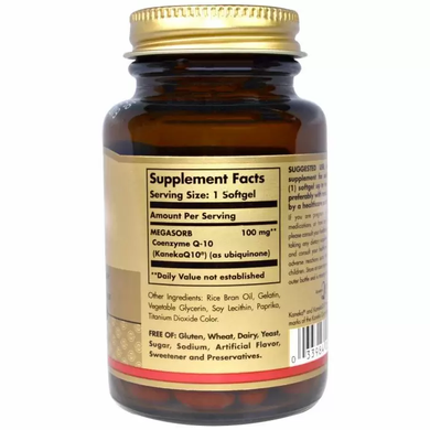 Коэнзим Q10 (CoQ-10 Megasorb), Solgar, 100 мг, 60 капсул