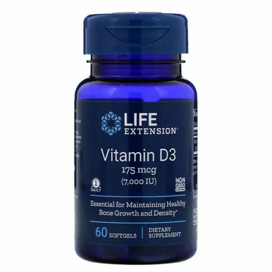 Витамин Д3, Vitamin D3, Life Extension, 7000 МЕ, 60 капсул