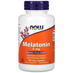 Мелатонин 5 мг, NOW Foods Melatonin 5 mg – 180 веганских капсул
