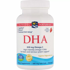 Рыбий жир экстра (клубника), DHA, Nordic Naturals, 500 мг, 90 капсул