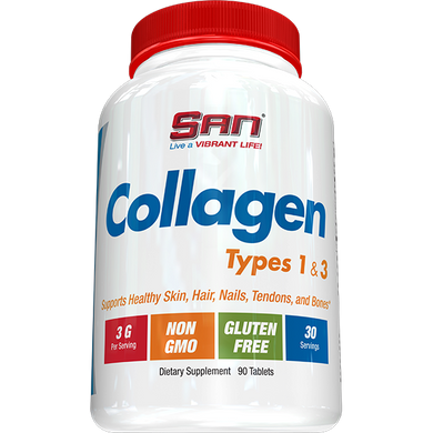 Колаген 1 та 3 типу, Collagen Tablets 1 & 3 types, SAN Nutrition – 90 пігулок
