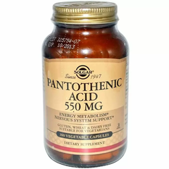 Пантотеновая кислота (Pantothenic Acid), Solgar, 550 мг, 100 капсул