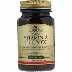 Вітамін А, Dry Vitamin A, Solgar 1500 мкг, 100 таблеток