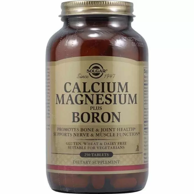 Кальций, магний + борон, Calcium Magnesium Plus Boron, Solgar, 250 таблеток