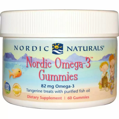 Рыбий жир для детей (мандарин), Omega-3 Gummies, Nordic Naturals, 82 мг, 60 желе