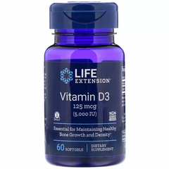 Вітамін Д-3, Vitamin D3, Life Extension, 5000 МО, 60 капсул