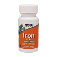 Железо, NOW Iron 18 mg – 120 веганских капсул