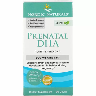 Рыбий жир для беременных, Prenatal DHA, Nordic Naturals, 500 мг, 60 гелевых капсул