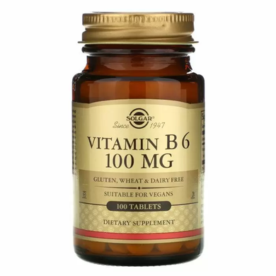 Вітамін В6, Vitamin B6, Solgar, 100 мг, 100 таблеток