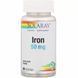 Залізо, Iron, Solaray, 50 мг, 60 капсул: зображення — 1