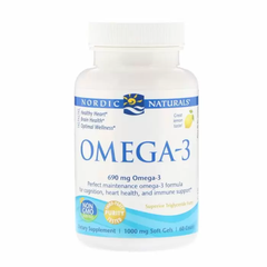 Очищений риб'ячий жир (лимон), Omega-3, Nordic Naturals, 690 мг, 60 капсул