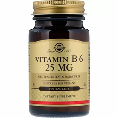 Вітамін В6, Vitamin B6, Solgar, 25 мг, 100 таблеток