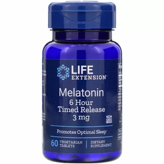 Мелатонін, Melatonin, Life Extension, 6-годинний, 3 мг, 60 таблеток