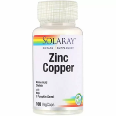 Цинк і мідь, Zinc Copper, Solaray, 100 капсул