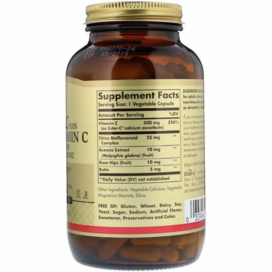 Витамин С сложноэфирный (Эстер С), Ester-C Plus Vitamin C, Solgar, 500 мг, 250 капсул