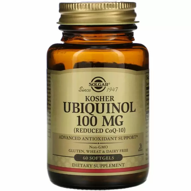 Убіхінол кошерний, Kosher Ubiquinol, Solgar, 100 мг, 60 м'яких таблеток