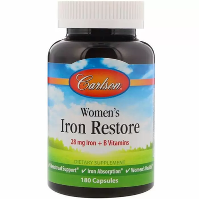 Залізо для жінок, Women's Iron Restore, Carlson Labs, 180 капсул