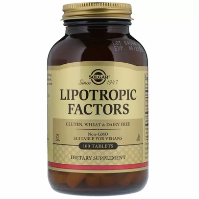 Липотропный фактор, Lipotropic Factors, Solgar, 100 таблеток