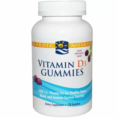 Вітамін Д3, Vitamin D3 Gummies, Nordic Naturals, лісові ягоди, 1000 МО, 120 желе