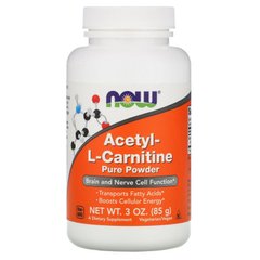 Ацетил-L-карнітин, Acetyl-L-Carnitine Powder 85 mg, NOW Foods – 85 мг для веганів та вегетаріанців