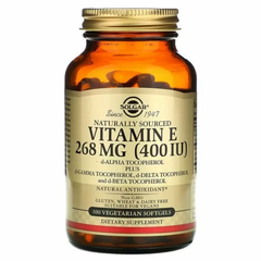 Вітамін Е, Vitamin E, Solgar, натуральний, 268 мг (400 МО), 100 вегетаріанських гелевих капсул