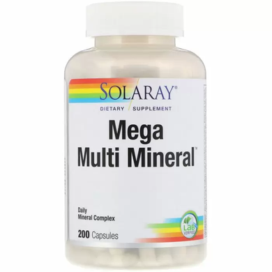 Мультиминералы, большой комплекс, Multi Mineral, Solaray, 200 капсул