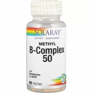 Витамины группы В, Methyl B-Complex 50, Solaray, 60 вегетарианских капсул