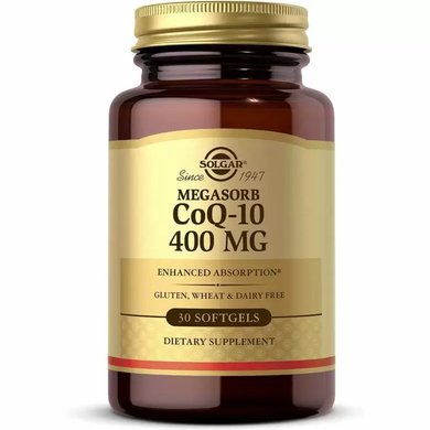 Коензим Q10, Megasorb CoQ-10, Solgar, 400 мг, 30 гелевих капсул