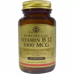Вітамін В12 (ціанокобаламін), Vitamin B12, Solgar, сублінгвальний 1000 мкг, 250 таблеток