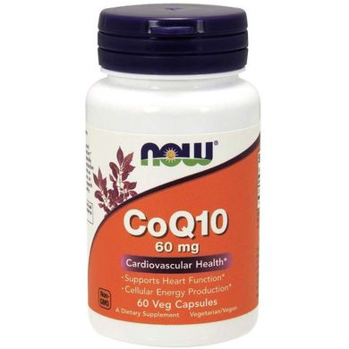 Коэнзим Q10 60 мг, NOW Foods CoQ10 60 mg – 60 веганских капсул