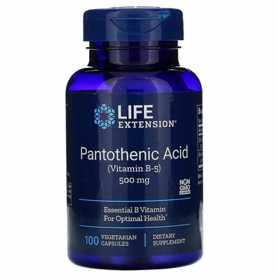 Пантотенова кислота (Pantothenic Acid), Life Extension, 500 мг, 100 кап.