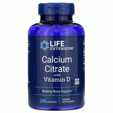 Цитрат кальцію з вітаміном Д, Calcium Citrate with Vitamin D, Life Extension, 200 кап.
