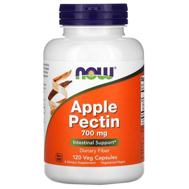 Яблочный пектин, Apple Pectin, Now, 700 мг, 120 веган кап