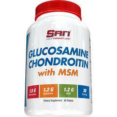 Глюкозамін, хондроїтин та МСМ, Glucosamine Chrondroitin MSM, SAN Nutrition – 90 пігулок