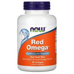 Красная Омега с коэнзимом Q10 30 мг и Омега-3 рыбьим жиром, NOW Foods, Red Omega – 90 мягких капсул