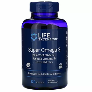 Омега-3 (супер), Omega-3, Life Extension, 120 капсул