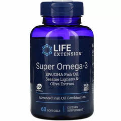 Омега-3, Super Omega-3, Life Extension, 60 капсул