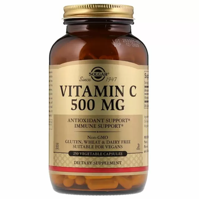 Витамин С, Vitamin C, Solgar, 500 мг, 250 капсул