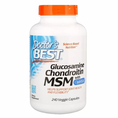Глюкозамин, хондроитин, МСМ, Glucosamine Chondroitin MSM, Doctor's Best, 240 капсул