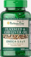 Flaxseed & Cod Liver Oil 1000 mg Omega 3, 6 & 9100 Softgels