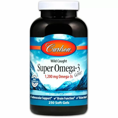 Риб'ячий жир, Super Omega-3, Carlson Labs, 1200 мг, 250 капсул