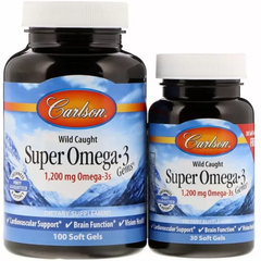 Риб'ячий жир, Super Omega · 3, Carlson Labs, 1200 мг, 130 капсул
