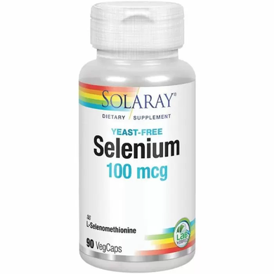 Селен без дрожжей, Selenium, Solaray, 100 мкг, 90 вегетарианских капсул