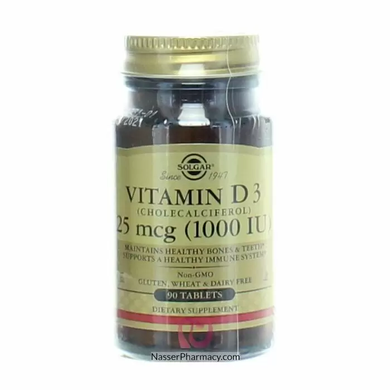 Витамин Д3, Vitamin D3, Solgar, 25 мкг (1000 МЕ), 90 таблеток