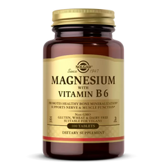 Магній з вітаміном В-6, Magnesium with Vitamin B6, Solgar, 133/8 мг, 100 таблеток